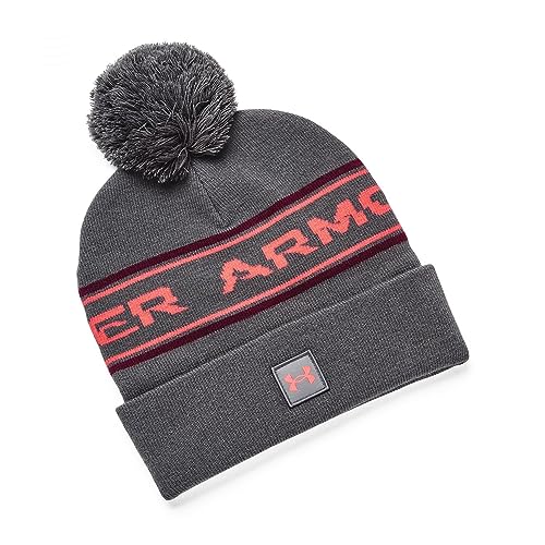 Under Armour Herren UA Men's Halftime Pom Beanie-Mütze, Pitch Gray/Dark Maroon/Venom Red, Einheitsgre von Under Armour