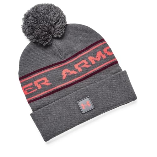Under Armour Herren UA Men's Halftime Pom Beanie-Mütze, Pitch Gray/Dark Maroon/Venom Red, Einheitsgre von Under Armour