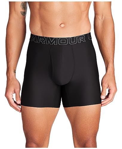 Under Armour Herren Multi Performance Tech Mesh Boxerjock Brief, 6" Inseam, All-Day Comfort Retroshorts, Black Solid-Core 3er-Pack, L von Under Armour