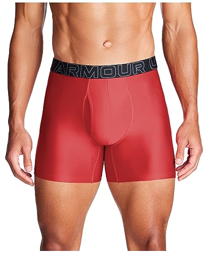 Under Armour Herren Performance Tech Boxerjock, 15,2 cm, Rot meliert, einfarbig, 3er-Pack, Größe XL von Under Armour