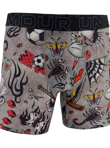 Under Armour Herren Performance Tech Mesh Print Singles, 6" Inseam Boxer Brief Retroshorts, schwarz/grau, XX-Large von Under Armour