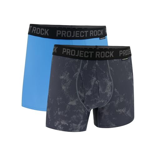 Under Armour Herren Project Rock Performance Tech Mesh Boxerjock Brief, 5" Inseam, 2-Pack, All-Day Comfort Retroshorts, Downpour Grey Snow Wash, X-Large von Under Armour