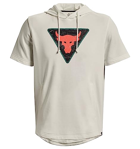 Under Armour Herren Project Rock Terry Kurzarm Hoodie 1378019, Elfenbein / Zinnoberrot / Schwarz - 130, Medium von Under Armour