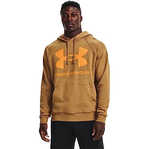 Under Armour Herren Rival Fleece Big Logo Hoodie Kapuzen-Sweatshirt, Ocker antik (277) / Omega Orange, Medium von Under Armour