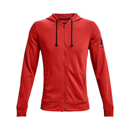 Under Armour Herren Rival Terry Kapuzenpullover mit durchgehendem Reißverschluss Kapuzen-Sweatshirt, Radiant Red (839)/Black, Medium von Under Armour