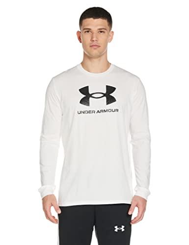 Under Armour Herren Sportstyle Logo Langarm T-Shirt Sweatshirt mit Rundhalsausschnitt, Weiß (100)/Schwarz, 3X-Groß von Under Armour