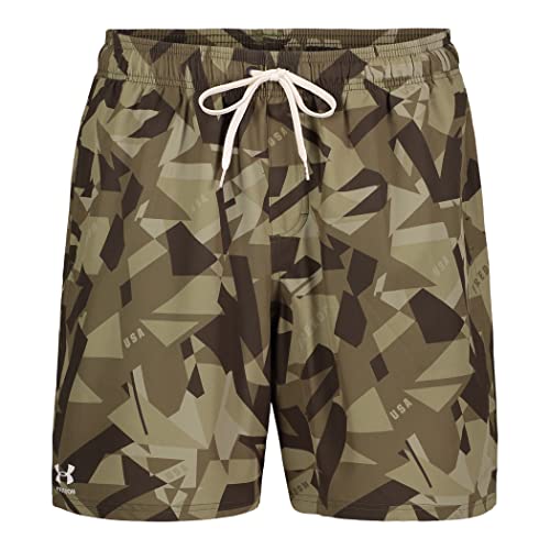 Under Armour Herren Standard Badehose, Shorts mit Kordelzug und elastischem Bund, Marine Od Green Star, M von Under Armour