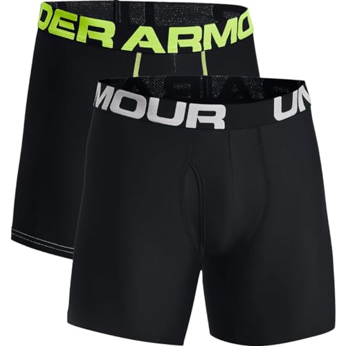 Under Armour Herren Standard Tech Boxerjock 15,2 cm, 2er-Pack, (007) Schwarz/Schwarz, Größe 5XL von Under Armour