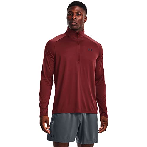 Under Armour Herren Tech 2.0 1/2 Zip Up Langarm T-Shirt Sweatshirt, (690) kastanienrot/schwarz, Small von Under Armour