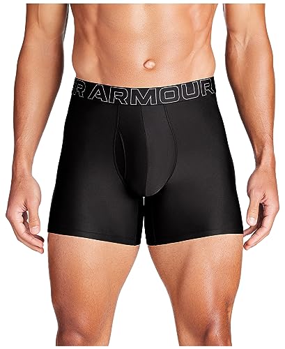 Under Armour Herren Tech 6-inch Boxerjock 2-Pack Retroshorts, Black Solid-Core 3er Pack, 3XL von Under Armour