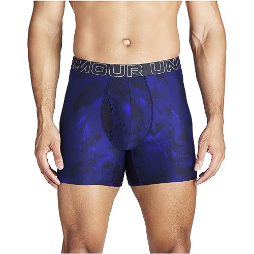Under Armour Herren Multipack Standard Tech Boxershorts, 15,2 cm Innennaht, Ganztägiger Komfort und Ultraweich Retroshorts, Royal Windstream Print, 3er Pack, XL von Under Armour