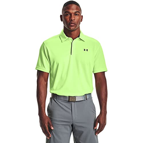 Under Armour Herren Tech Golf Polo, Summer Lime (162)/Pitch Grey, Small von Under Armour