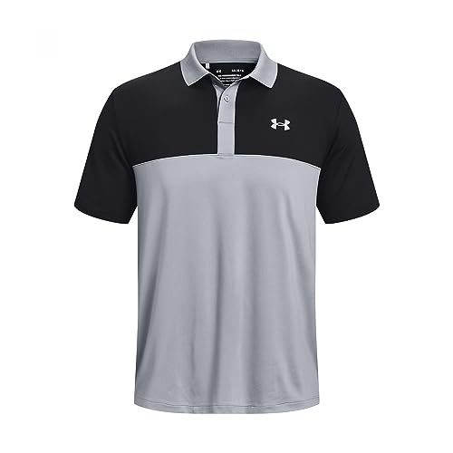 Under Armour Herren UA Color Block 3.0 Performance Stretch Golf-Poloshirt, Stahl/Schwarz, Größe XL, Stahlgrau / Schwarz von Under Armour