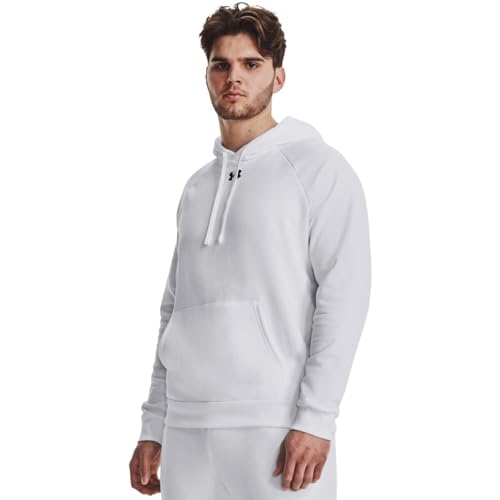 Under Armour Herren UA Rival Fleece Hoodie Sweatshirt, White / / Black, L von Under Armour