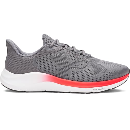 Under Armour Herren Charged Pursuit 4 Großes Logo, Jogging Schuhe mit Dämpfung, leichter & atmungsaktiver Herren Laufschuh, komfortable Sportschuhe für Männer,Castlerock / Racer Red / Anthracite,44.5 von Under Armour