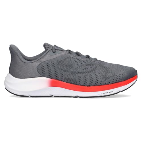 Under Armour Herren Charged Pursuit 4 Großes Logo, Jogging Schuhe mit Dämpfung, leichter & atmungsaktiver Herren Laufschuh, komfortable Sportschuhe für Männer,Castlerock / Racer Red / Anthracite,45.5 von Under Armour