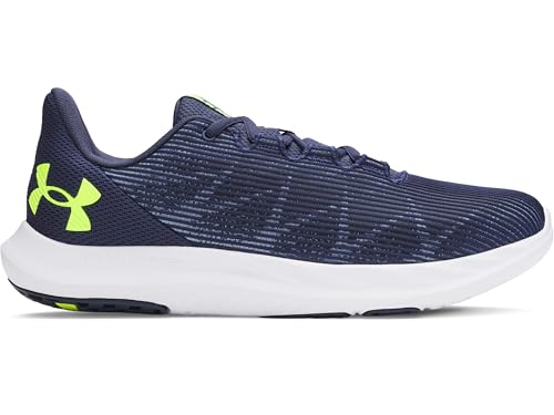 Under Armour Herren Charged Speed Swift, leichte Laufschuhe mit Mesh, Joggingschuhe mit robuster Gummisohle,Washed Navy / Black / High Vis Yellow,45.5 von Under Armour