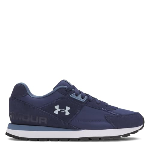Under Armour Herren Essential Runner, Sneaker im Retro-Look, leichte & atmungsaktive Laufschuhe, stylische Sportschuhe mit Leder,Washed Navy / Nu Blue / Blue Calm,42.5 von Under Armour