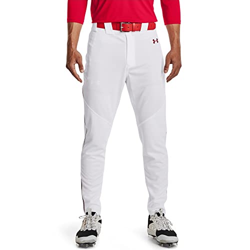 Under Armour Herren Utility Baseball Striaght Leg Pant Pipe 22 Hose, (103) Weiß/Rot/Rot, Large von Under Armour