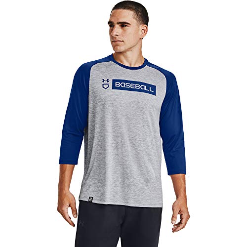 Under Armour Herren Utility-T-Shirt 3/4 20 Hemd, Steel Full Heather (037)/Royal, L von Under Armour