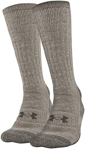 Under Armour Hitch ColdGear Stiefelsocken für Erwachsene, 2 Paar, Damen Unisex-Erwachsene Herren, Socken, Coldgear Boot Socks, 2-pairs, Highland Buff/Maverick Brown, Medium von Under Armour