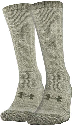 Under Armour Hitch ColdGear Stiefelsocken für Erwachsene, 2 Paar, Damen Unisex-Erwachsene Herren, Socken, Coldgear Boot Socks, 2-pairs, Khaki Basis/Marine Od Green, Medium von Under Armour