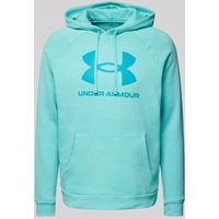 Under Armour Hoodie mit Label-Print Modell 'Rival' in Tuerkis, Größe L von Under Armour