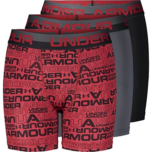 Under Armour Jungen Performance-Boxershorts, leicht und glatt, Stretch-Passform Unterwäsche, Pitch Gray, L (3er Pack) von Under Armour