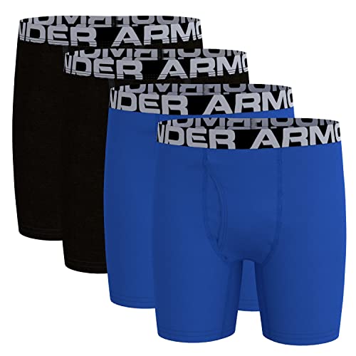 Under Armour Jungen Charged Boxer Jock, leichte und Glatte Stretch-Passform Retroshorts, Dunkelblau, Small (4er Pack) von Under Armour