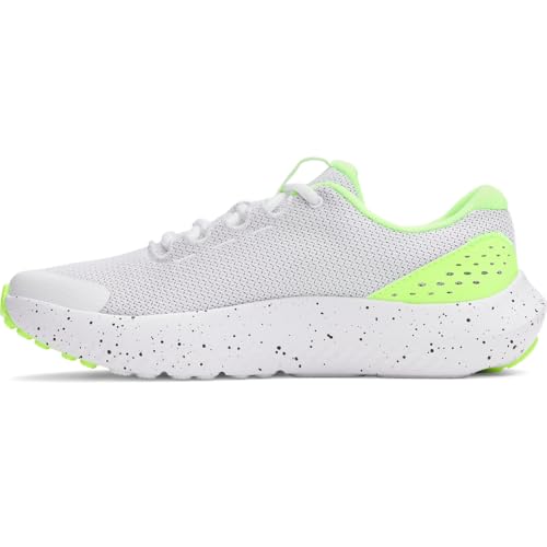 Under Armour Jungen Grade School Surge 4 Sneaker, (104) Weiß/Hyper Green/Schwarz, 6 Big Kid von Under Armour