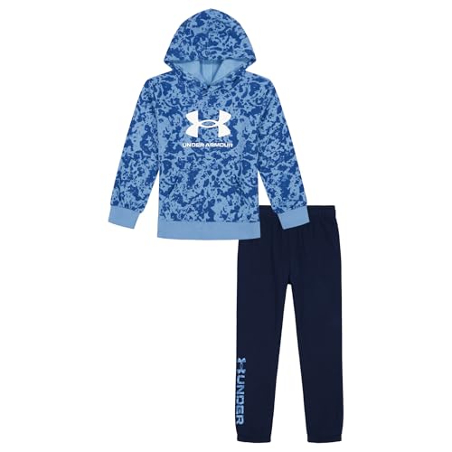 Under Armour Jungen Long Sleeve Logo Joggers, Ua Rival Hoodie Set Kapuzenpullover, Blue Geode, 2 Jahre von Under Armour