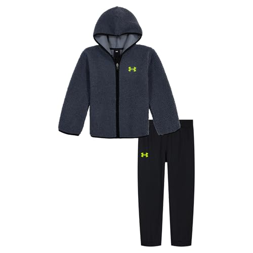 Under Armour Jungen Long Sleeve Logo Hoodie & Joggers Set Kapuzenpullover, Downpour Gray Sherpa, 4 Jahre von Under Armour