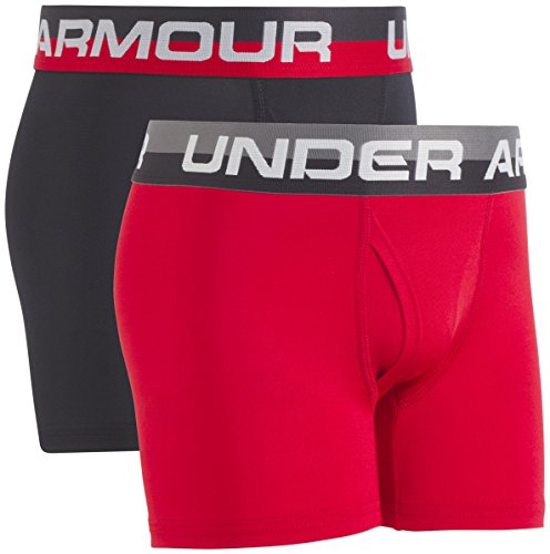 Under Armour Jungen Performance, leicht und Glatte Stretch-Passform Boxershorts, Rot/Schwarz, XL (2er Pack) von Under Armour