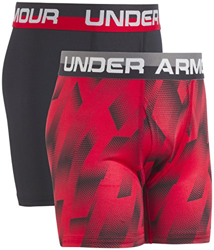 Under Armour Jungen Performance, leicht und Glatte Stretch-Passform Boxershorts, Rot/Schwarzer Aufdruck, XL (2er Pack) von Under Armour