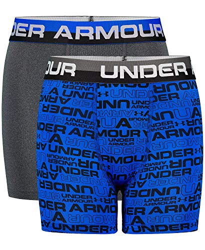 Under Armour Jungen Performance-Boxershorts, leicht und glatt, Stretch-Passform Unterwäsche, Dunkelblau, Medium (2er Pack) von Under Armour