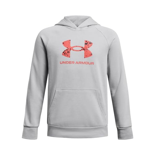 Under Armour Jungen Rival Fleece Big Logo Hoodie, (012) Mod Gray Light Heather / Coho, L von Under Armour
