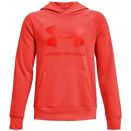 Under Armour Jungen Rival Fleece Hoodie Kapuzenpullover, Dunkelorange (860)/Phoenix Fire, 7-8 Jahre von Under Armour