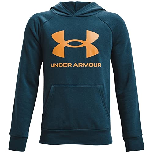 Under Armour Jungen Rival Fleece Hoodie Kapuzenpullover, blau/orange, 7-8 Jahre von Under Armour