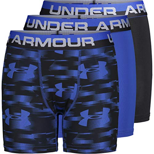 Under Armour Jungen UA Blur Performance Boxershorts, 3 Stück Unterwäsche, Ultrablauer Druck, M (3er Pack) von Under Armour