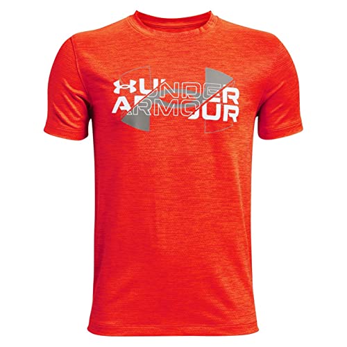 Under Armour Jungen Vented Kurzarm T Shirt Junior Funktions Orange/Grau 13 Jahre von Under Armour