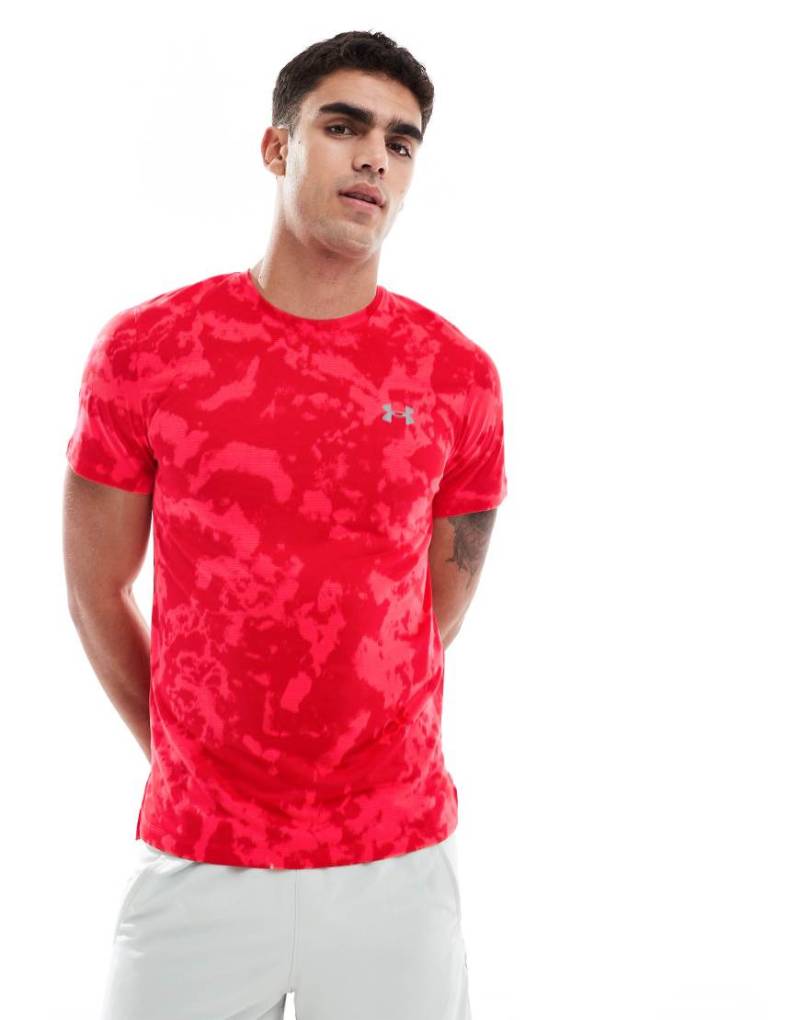 Under Armour - Launch - Gemustertes T-Shirt in Racer-Rot von Under Armour