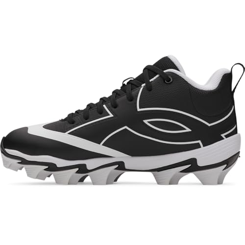 Under Armour Leadoff Icon Mid Rm Jr Baseball Cleats Sneaker für Jungen, (001) Schwarz/Weiß/Schwarz, 12 Little Kid von Under Armour