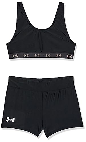 Under Armour Mädchen Bikini and Shorts Swim Set Zweiteiliger Badeanzug, Schwarzes Logo, 4 (2er Pack) von Under Armour