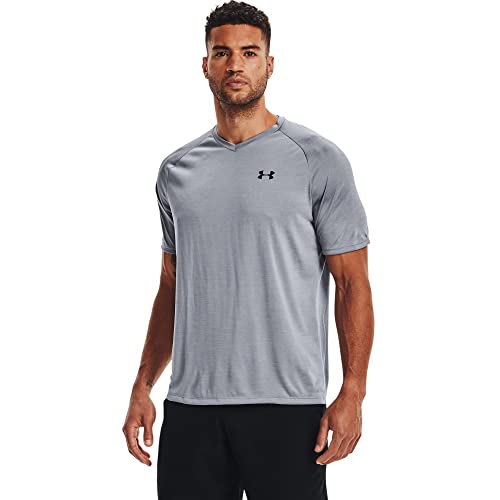 Under Armour - - Männer UA Tech 20 V-Neck T-Shirt, 4X-Large x Tall, Steel/Black von Under Armour