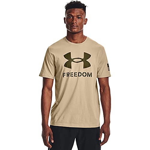 Under Armour Men's New Freedom Logo T-Shirt, Desert Sand (290)/Marine Od Green, Medium von Under Armour