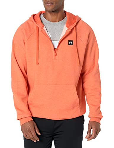 Under Armour Men's Standard Rival Fleece 1/2 Zip Hoodie, (829) Papaya Light Heather / / Onyx White, Medium von Under Armour