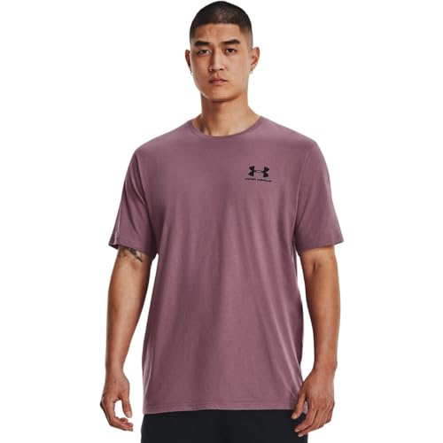 Under Armour Men's Standard Sportstyle Left Chest Short Sleeve T-Shirt, (500) Misty Purple / / Black, Medium von Under Armour