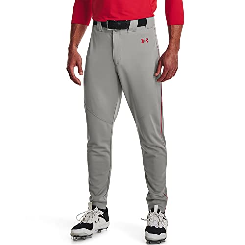 Under Armour Men's Standard Utility Striaght Leg Pant Pipe 22, (083) Baseball Gray/Red/Red, Large von Under Armour