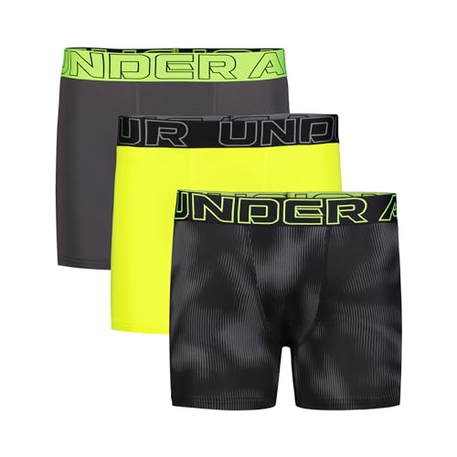 Under Armour Performance-Boxershorts für Jungen, leichte und glatte Stretch-Passform, Hivis Yellow Multi Dreierpack, M von Under Armour