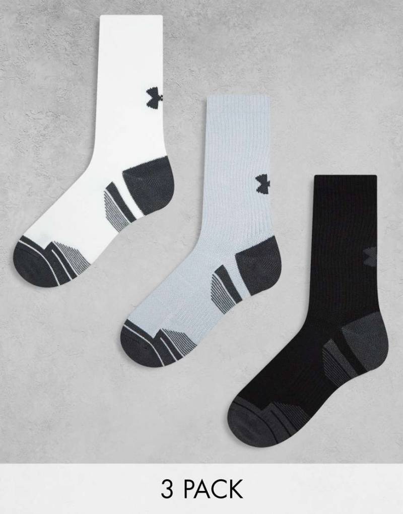 Under Armour - Performance Tech - 3er-Pack Crew-Socken in Grau, Weiß und Schwarz-Bunt von Under Armour